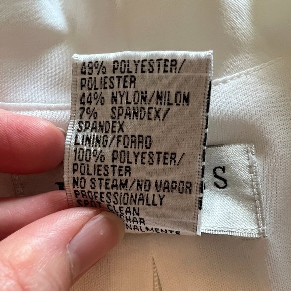 Caliendo - White Stretch Taffeta Mock Wrap Blouse w/Rhinestone Buckle - 10 - Picture 7 of 7